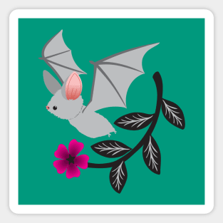 Cute bat with a pink flower Magnet